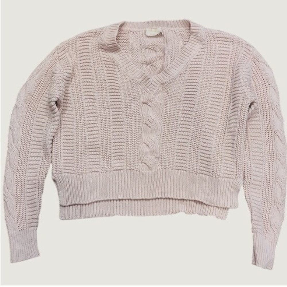 Nation LTD Sweater Cotton Cable Preppy Minimal Easy Fisherman Cottagecore Small